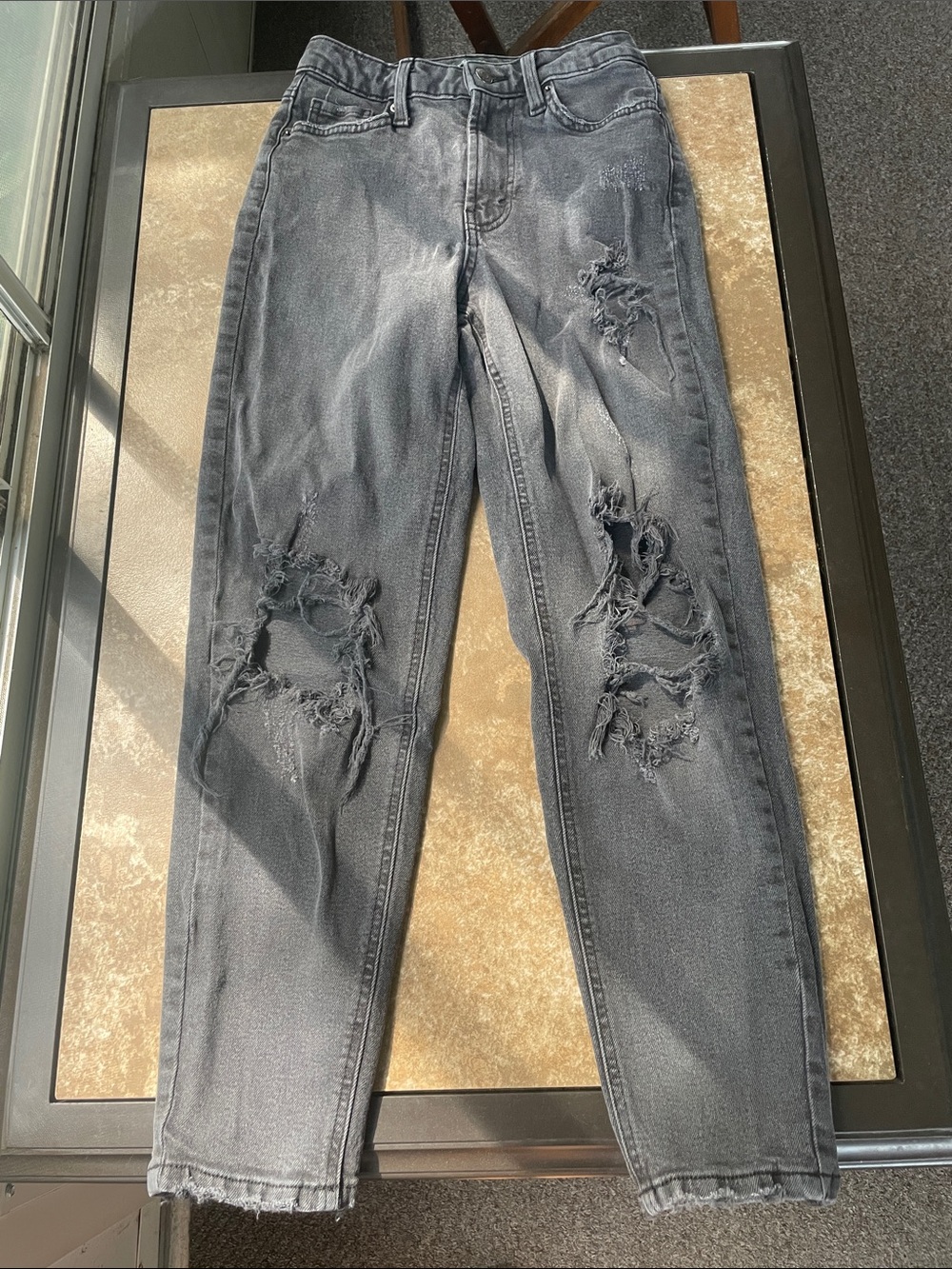 wild fable Distressed Black Super High Rise Tapered Jean 00